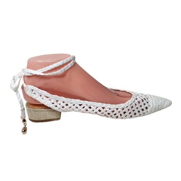 Antonio Melani Jennifer Sumko Women's Size 6 Lace Up Sling back White Flats 274 - Picture 3 of 10